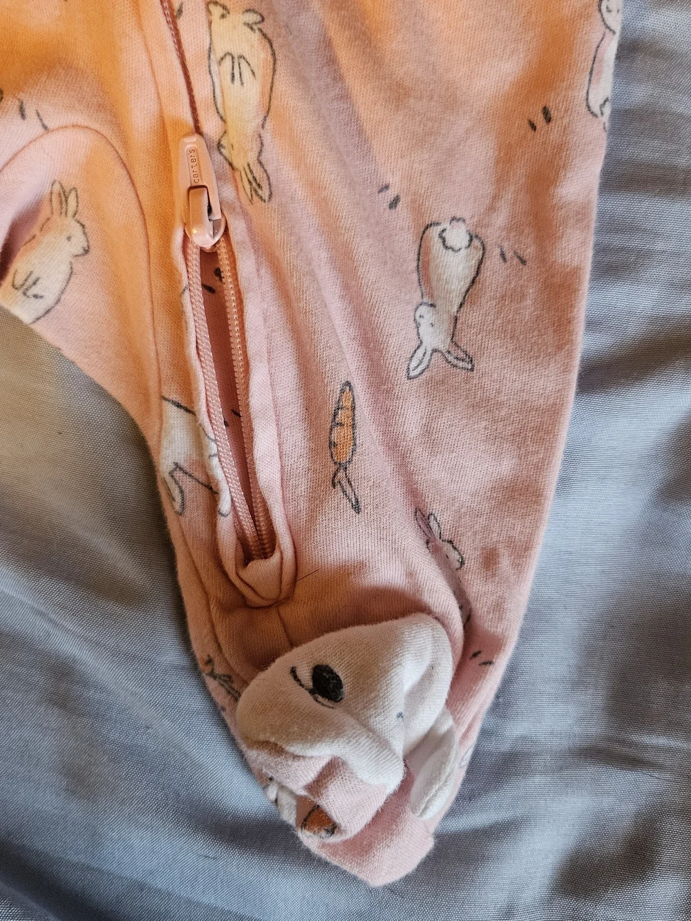 Carter's Pink Bunny & Carrot Footed One-Piece